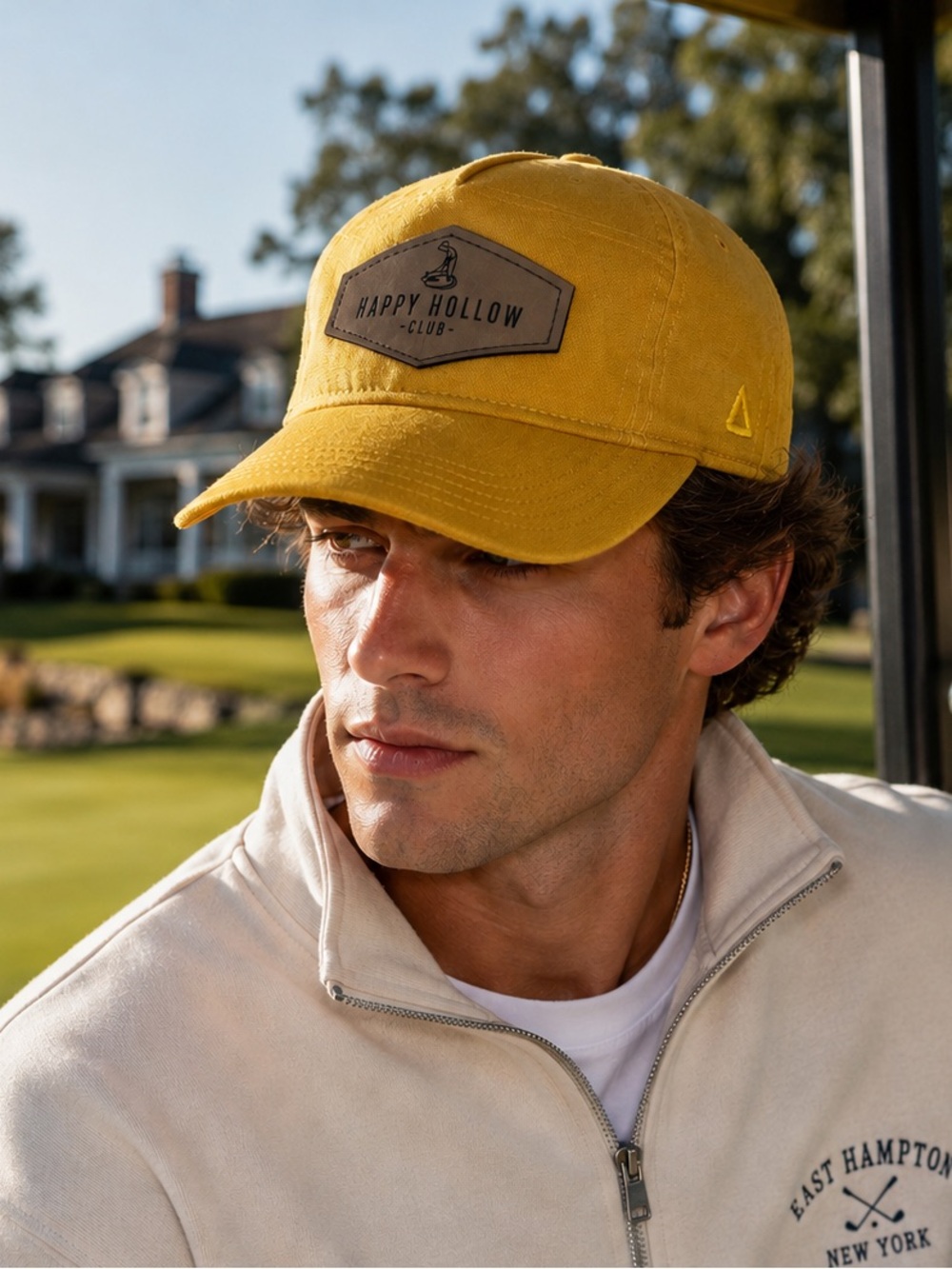 Ahead Happy Hollow Club Golf Hat Mustard Yellow Cap NWT Adjustable Mens